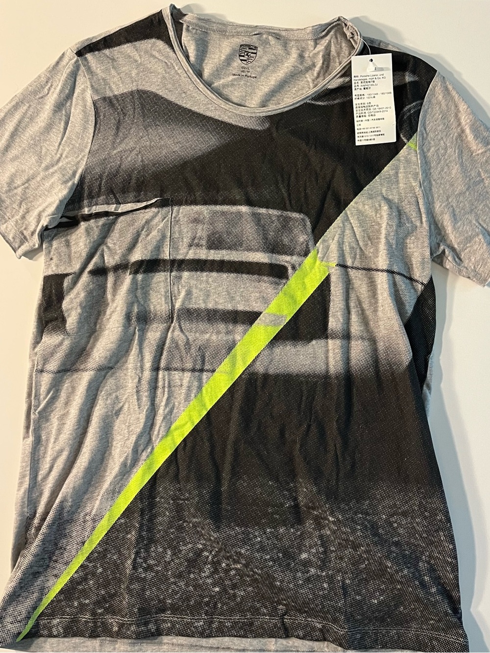 NWT Porsche | Design Driver’s Selection Hashtag Crew Cotton Tee Neon Stripe
